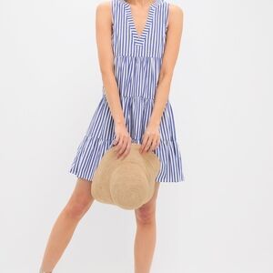 SALE- Pomander Place Blue and White Striped Sleeveless Dress